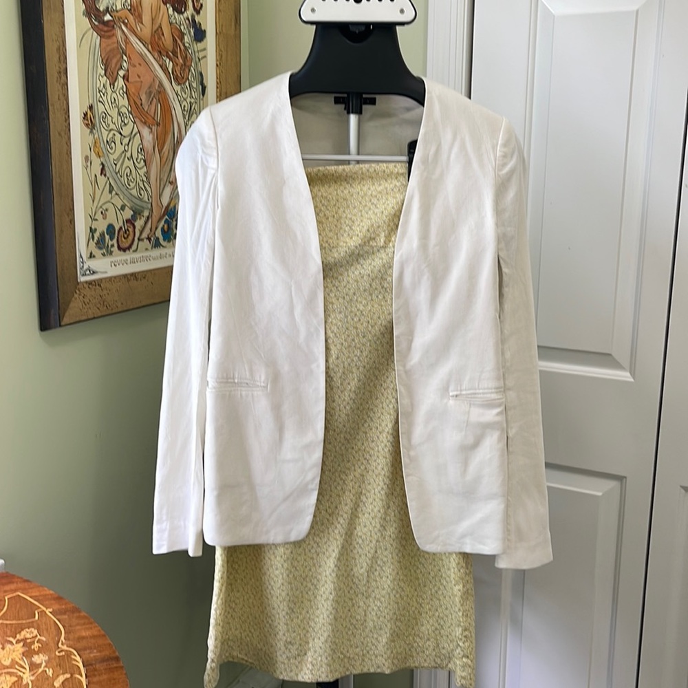 Theory white linen blazer